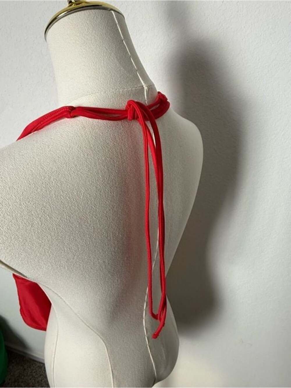 aerie Red One-Piece Swimsuit Knotted Design with Halter Top and Removable Pads L - Picture 3 of 4